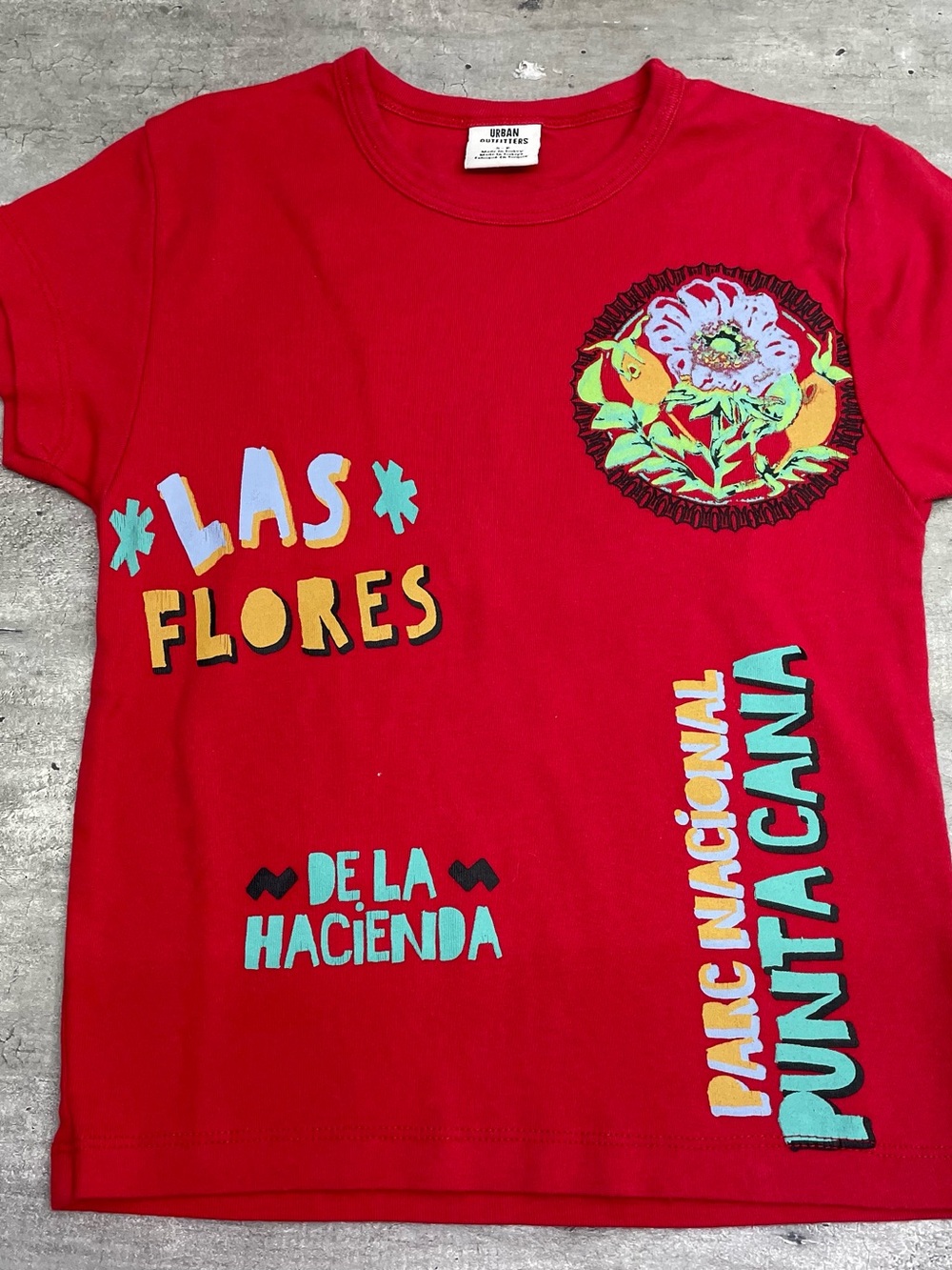 Urban Outfitters Graphic Tee Kids Small Red Las Flores‎ Punta Cana Shirt